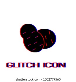 Potato icon flat. Simple pictogram - Glitch effect. Vector illustration symbol