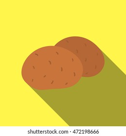 Potato icon flat. Singe vegetables icon from the eco food flat. - stock vector