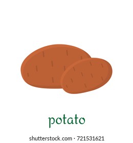 Potato icon in flat style isolated on white background. /Potato icon in flat style. Isolated object, logo. Vegetable from the farm. Organic food. Vector illustration.