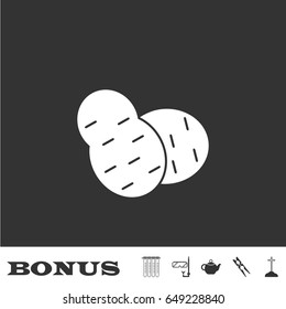 Potato icon flat. White pictogram on black background. Vector illustration symbol and bonus icons