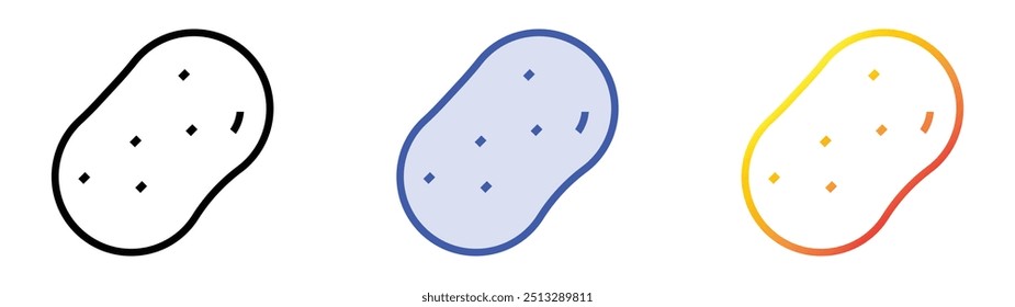 Icono de la patata. Lineal, relleno azul y diseño de estilo degradado aislado sobre fondo blanco