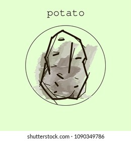 Potato icon or logo in flat style. Vegetable from the garden. Organic food. Vector illustration potato.
