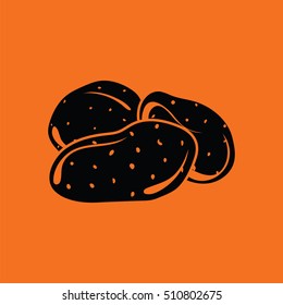 Potato icon. Orange background with black. Vector illustration.