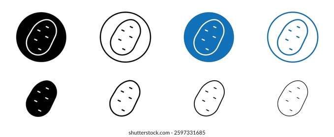 Potato icon set in black and blue colors on white background