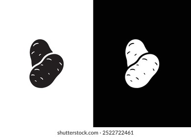 Potato icon silhouette. Vegetable food sign. Diet nutrition symbol. Classic flat style black white background.