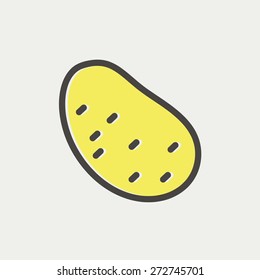 Potato icon thin line for web and mobile, modern minimalistic flat design. Vector icon with dark grey outline and offset colour on light grey background.