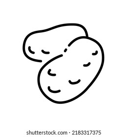 Kartoffelsymbol, Vektorgrafik im Konturstil. Pflanzliches Zeichen