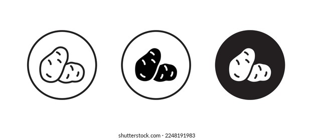 Potato icon. Vegetable food sign. Diet nutrition symbol. Potatoes Fastfood  icon logo illustration, editable stroke, flat design style isolated on white