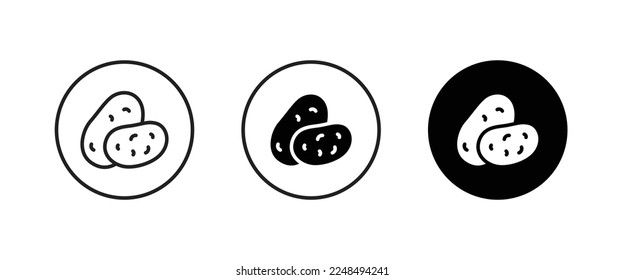 Potato icon. Vegetable food sign. Diet nutrition symbol. Potatoes Fastfood  icon logo illustration, editable stroke, flat design style isolated on white
