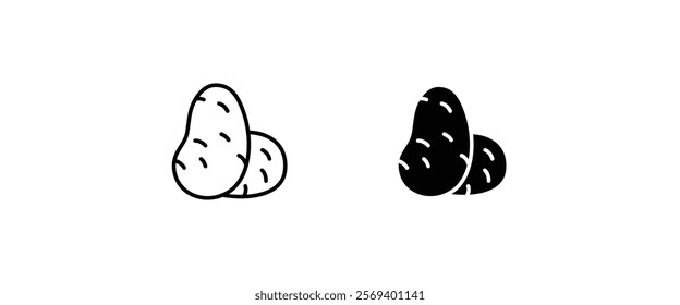 Potato icon. Vegetable food sign. Diet nutrition symbol. Potatoes Fastfood icon logo illustration, editable stroke, flat design style isolated on white