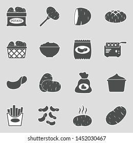 Potato Icons. Sticker Design. Vector Illustration.