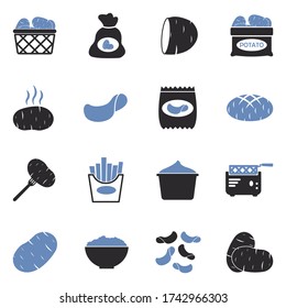 Potato Icons. Two Tone Flat Design. Vector Illustration.