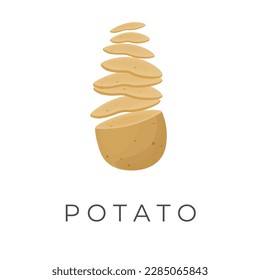 Potato Illustration Logo Cut Into Thin Chips