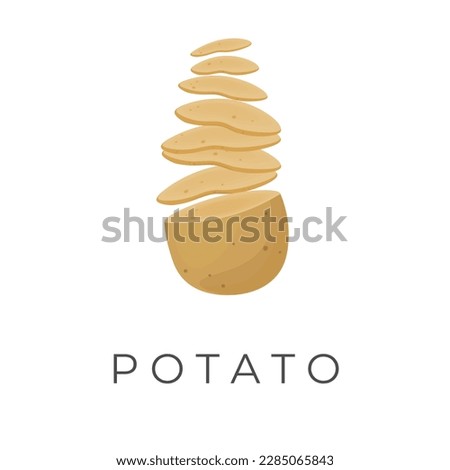 Potato Illustration Logo Cut Into Thin Chips