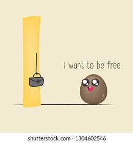 Potato Kawaii character. Vector