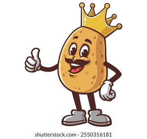 Potato King,  Cartoon Mascot Illustration Character Vector Clip-art Hand-drawn Logo Design