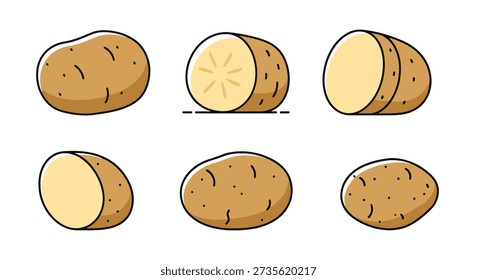 Línea de patata Vector de color de arte estilo minimalista