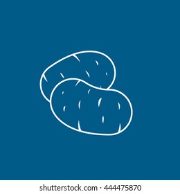 Potato Line Icon On Blue Background