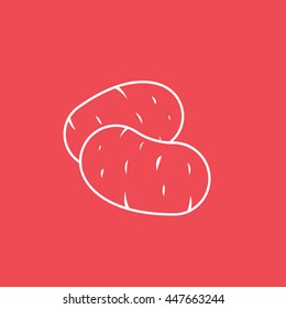 Potato Line Icon On Red Background