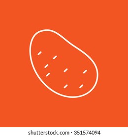 Potato line icon for web, mobile and infographics. Vector white icon isolated on red background.