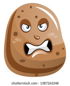 Potato looks very angry illustration vector on white background