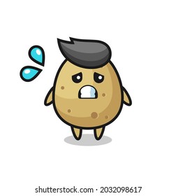 potato mascot character with afraid gesture , cute style design for t shirt, sticker, logo element