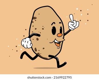 Potato. Potato mascot. Potato Character. Vegetables mascot. Potato illustration. Funny illustration. Happy vegetable. Vegetables illustration
