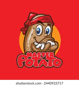 Potato mascot logo design with modern illustration concept style for badge, emblem and t shirt printing. Master potato illustration.