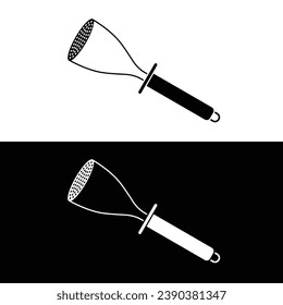 Vector de silueta plana masher de papa. Icono de utensilios de cocina de silueta. Conjunto de símbolos en blanco y negro para concepto de cocina, artilugios de cocina, herramientas. Cocina