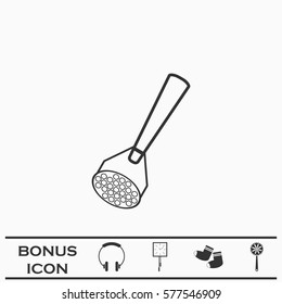 Potato masher icon flat. Black pictogram on white background. Vector illustration symbol and bonus button