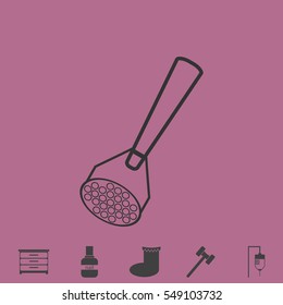 Potato masher icon flat. Simple vector grey pictogram and bonus symbol