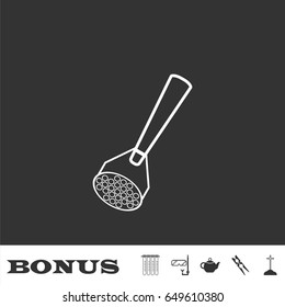 Potato masher icon flat. White pictogram on black background. Vector illustration symbol and bonus icons