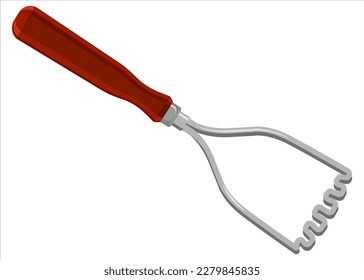 potato masher realistic Illustration. Kitchen vector design. Isolated on white.