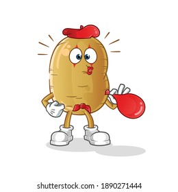potato pantomime blowing balloons character. cartoon mascot vector