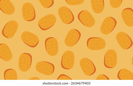Motif de pomme de terre dans le style plat. Motif de pomme de terre harmonieux. Arrière-plan pommes de terre. Texture Image vectorielle alimentaire.
