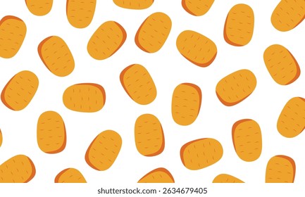 Motif de pomme de terre dans le style plat. Motif de pomme de terre harmonieux. Arrière-plan pommes de terre. Texture Image vectorielle alimentaire.
