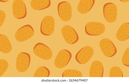 Motif de pomme de terre dans le style plat. Motif de pomme de terre harmonieux. Arrière-plan pommes de terre. Texture Image vectorielle alimentaire.

