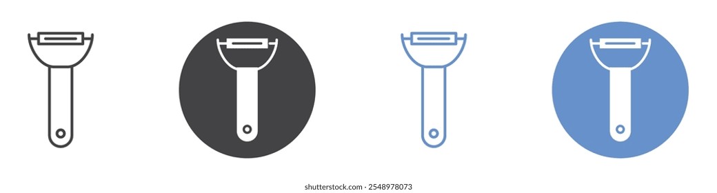 Potato peeler icon flat line symbol set.