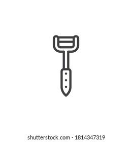 Potato peeler line icon. linear style sign for mobile concept and web design. Vegetables peeling knife outline vector icon. Symbol, logo illustration. Vector graphics