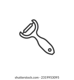 Potato peeler line icon. linear style sign for mobile concept and web design. Vegetable peeler outline vector icon. Symbol, logo illustration. Vector graphics