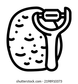 vector de icono de línea peeler de papa. signo de peeler de papa. símbolo de contorno aislado ilustración negra