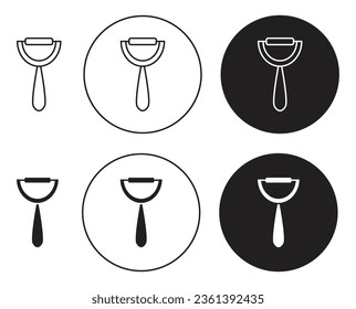 Potato peeler vector icon set. vegetable peeler symbol in black color.
