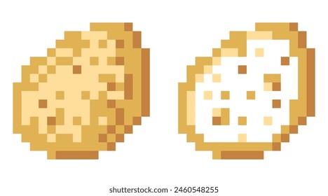 Variantes de iconos de patatas de píxel sobre un fondo blanco. Diseño geométrico de Vector para un logotipo o marca.

