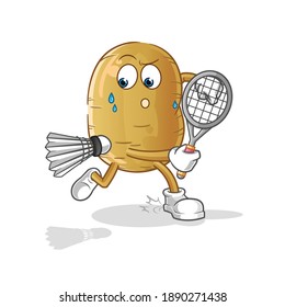 potato playing badminton illustration. character vector