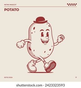 Potato Retro Mascot, cartoon mascot