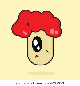 Potato Rocker Cute Doodle with Red Hair Cartoon Vector Icon Illustration