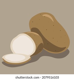 Potato root vegetable sliced vector