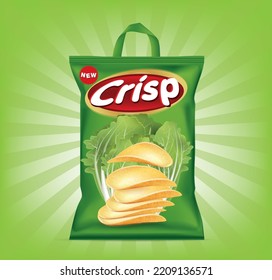 Potato sachet with vegetable flavor .illustration vector