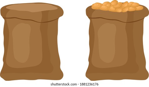 Potato sack ,illustration, vector on white background.