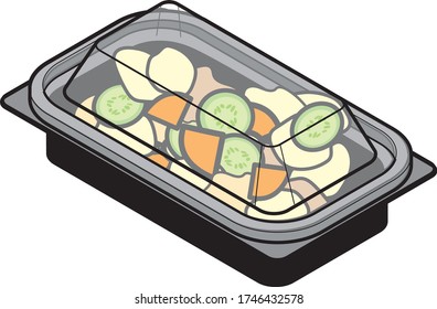 Potato salad in a take-away food pack